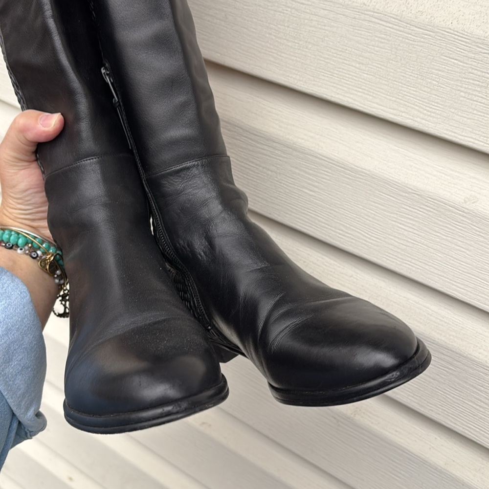 STUART WIETZMAN LADIES BLACK SMOOTH/TEXTURED OVER KNEE BOOTS-6.5 - Picture 14 of 15
